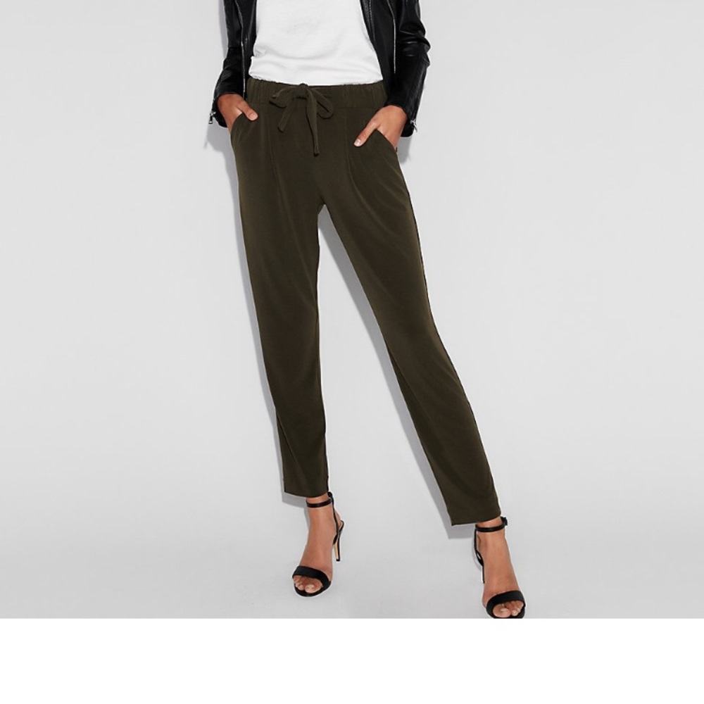 Express dark green ankle pants
